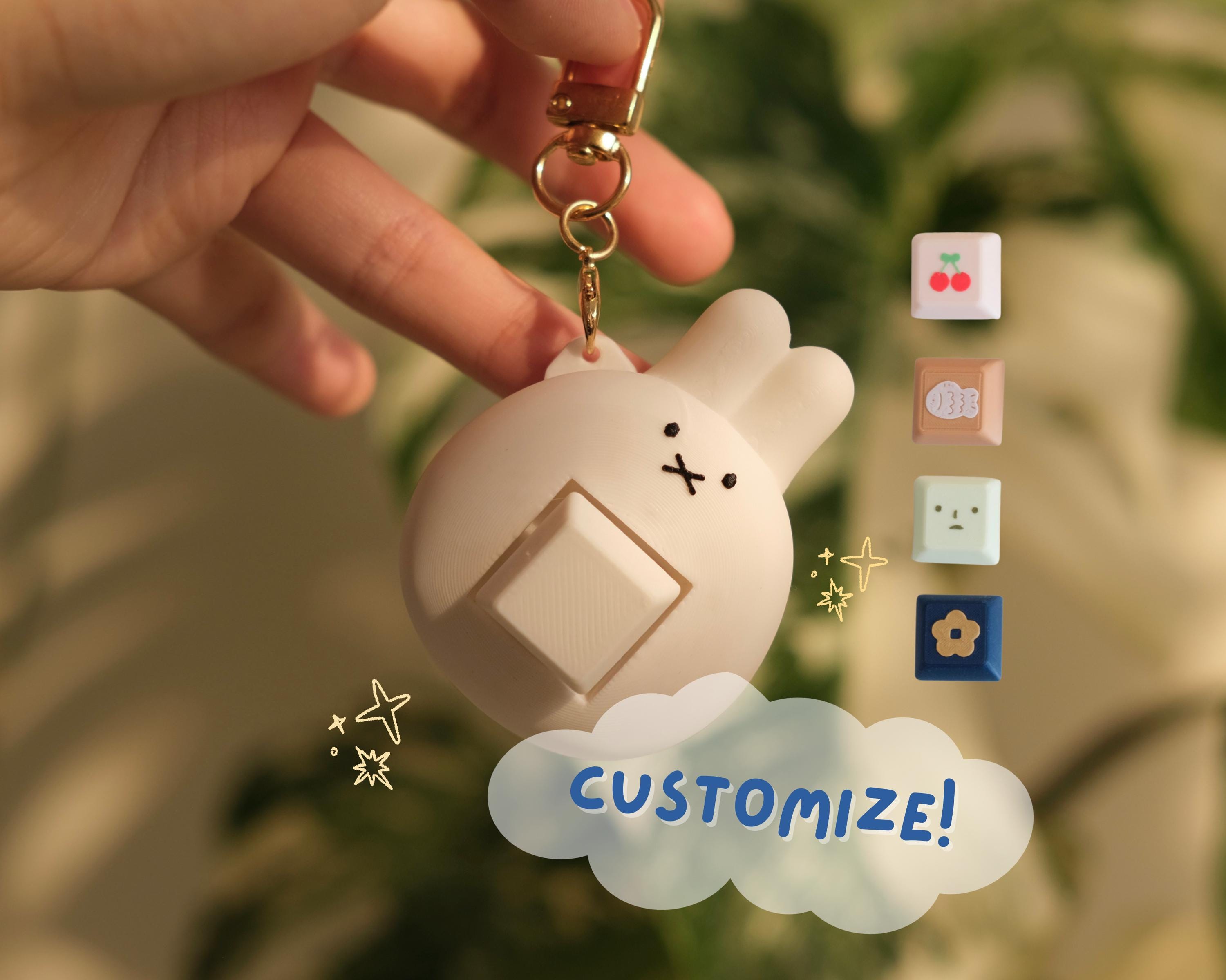 Fidget Keychain Miffy Inspired | Customizable Clicker Charm for Stress Relief