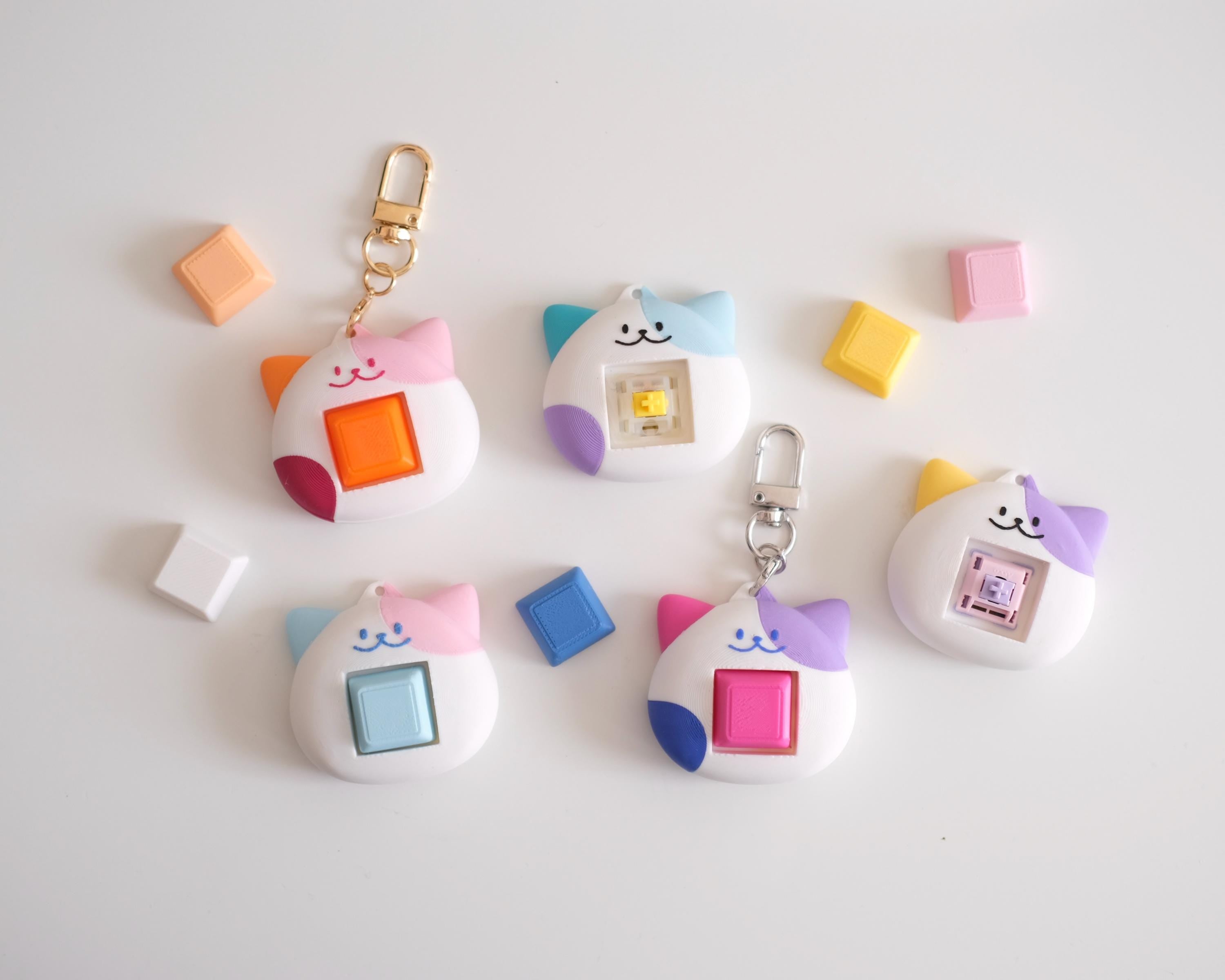 Pride Cat Fidget Keychain | Customizable Clicker Toy for Stress Relief | LGBTQ+ Accessory