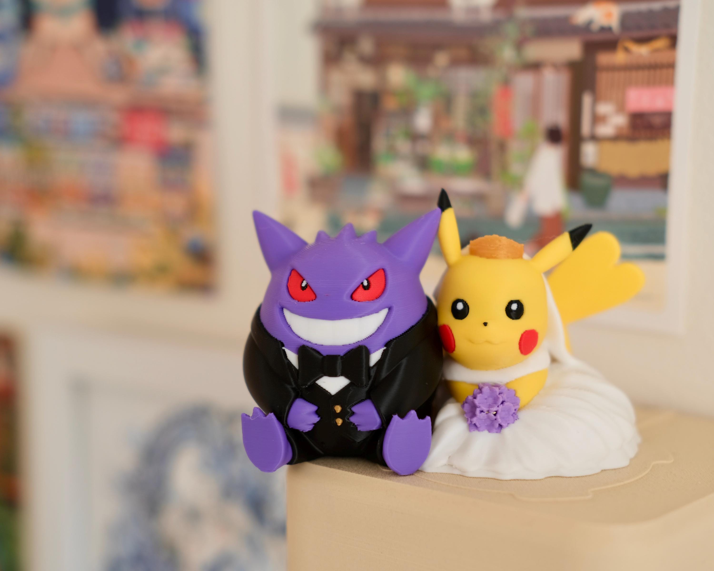 Custom Gengar x Pikachu Wedding Cake Topper | Anniversary Keepsake